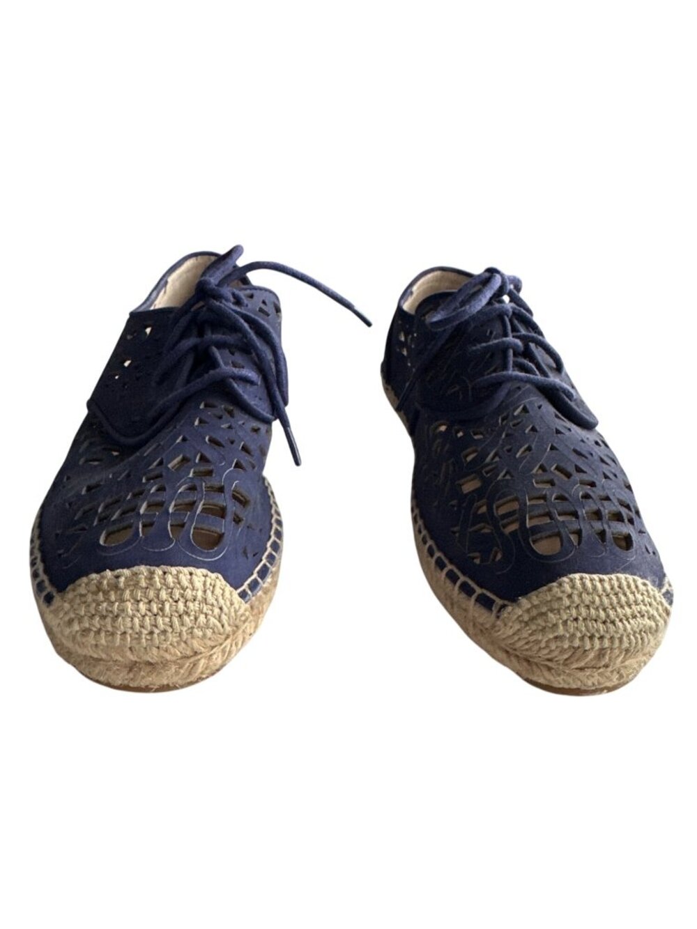 Vince Camuto Navy Laser Cutout Espadrilles Jute Sole & Lace-Up Sneaker 8.5 - Picture 2 of 6